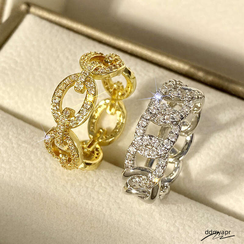 Geometric Micro-Pave - Gold/Rhodium Ddmyday Plated Circular Statement Ring With Zircon Stones (Us Size 6-10) Ddmyday