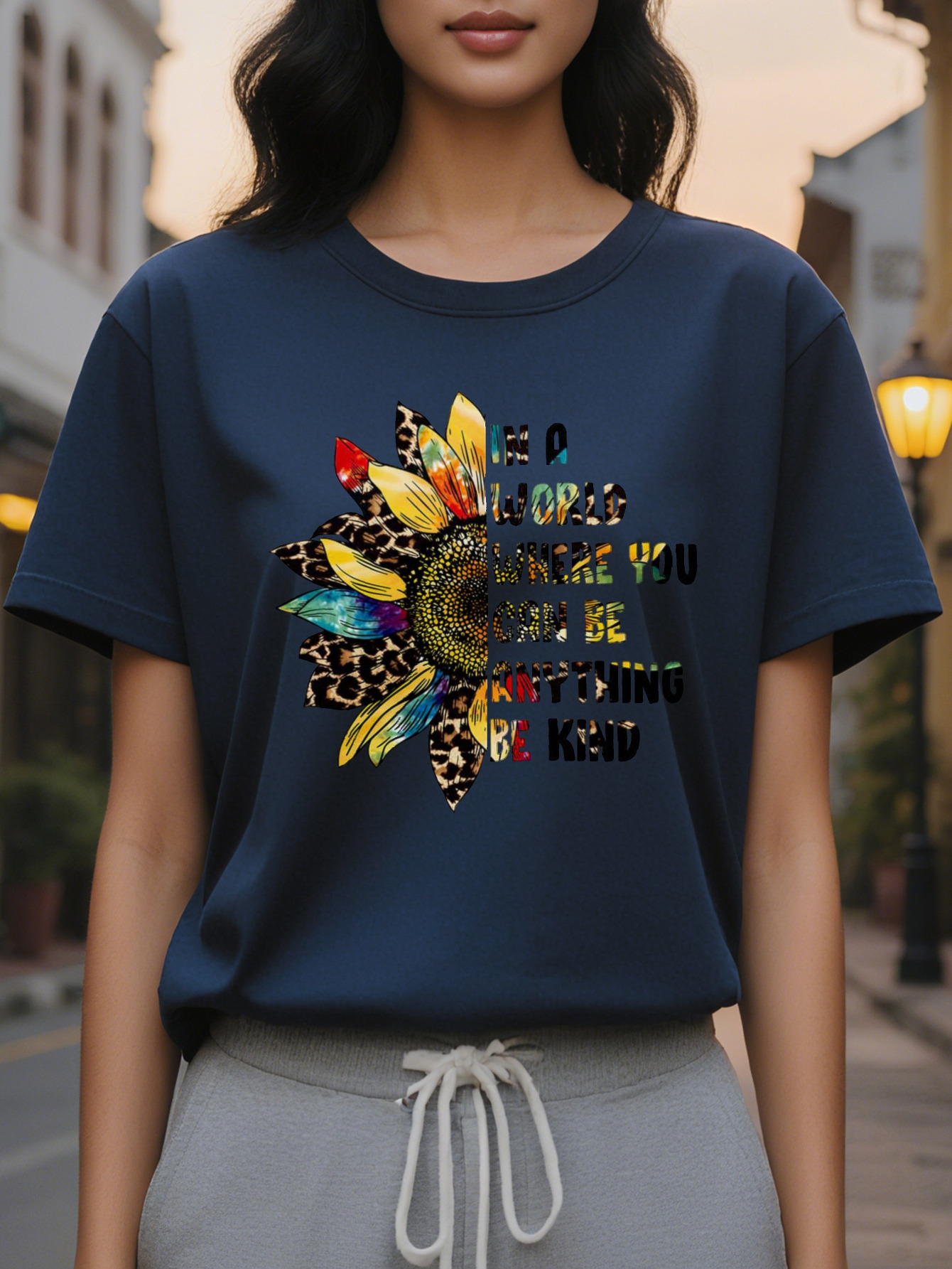 Ladies White Be Kind Sleeve T Shirt Round Neck Inspirational Information Jacket Medium Elastic Autumn Winter Daily