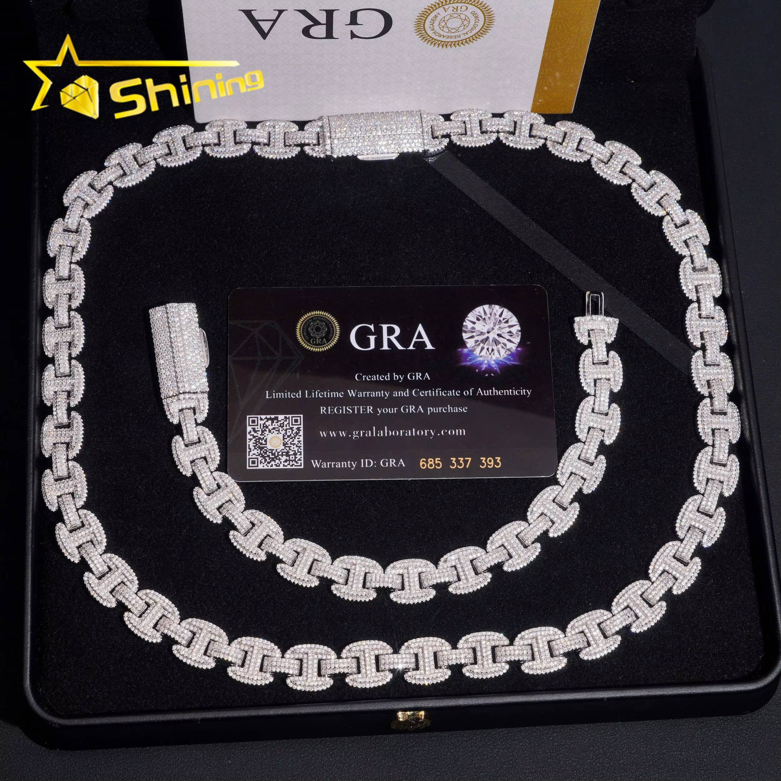 New Arrivals Hip Hop Jewelry Iced Out 12mm 925 Silver Moissanite Infinity Chain Diamond Cuban Link Chain Necklace