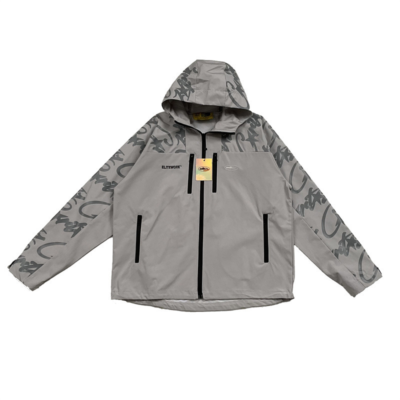 Men's Jackets Reflective Windproof Jaet Youth Faion Teenagers All Seasons Long Sve Zipper Closure Hooded Coat UKDRIPDRILL