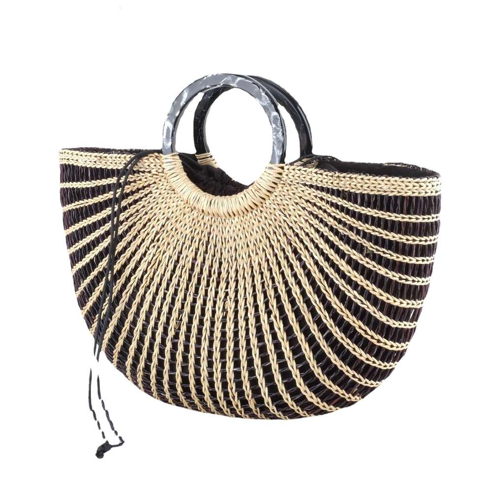 Fan-shaped Straw Shell Bag | Luxury Vacation Style Handbag
