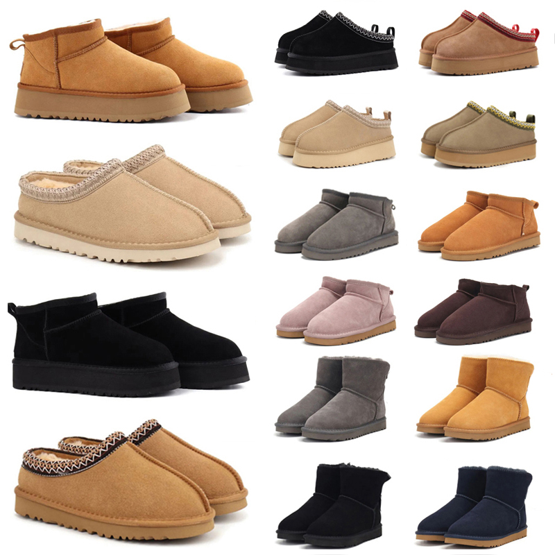 Tazz Slippers Boots Designer Women Tasman Snow Winter Sheepskin Boots Platform Fur Slipper Womens Mens Classic Ultra Mini Suede Wool Ankle Booties