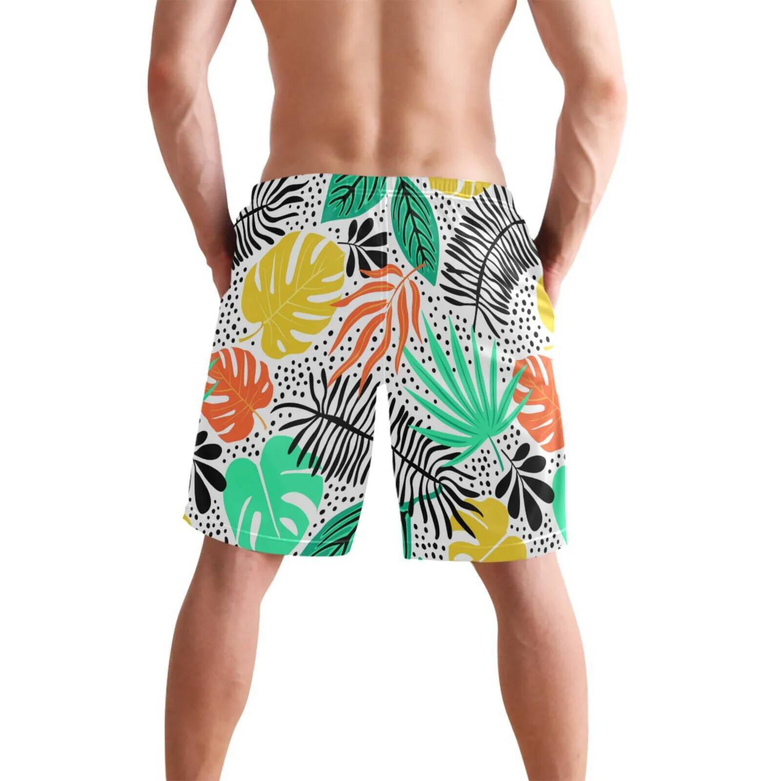 New Summer Swim Plus Size For Men Tropical Palm Leaves Print Beach Shorts gym Pants Swimming Surfing Discount