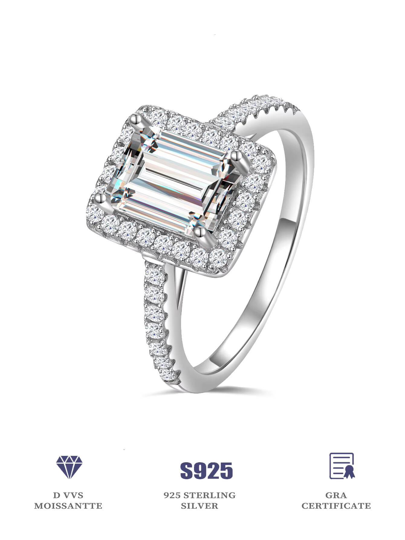 Bulk Lab Grown Diamond Ladies Ring Fine Jewelry S925 Sterling Silver Women Moissanite Wedding Finger Ring