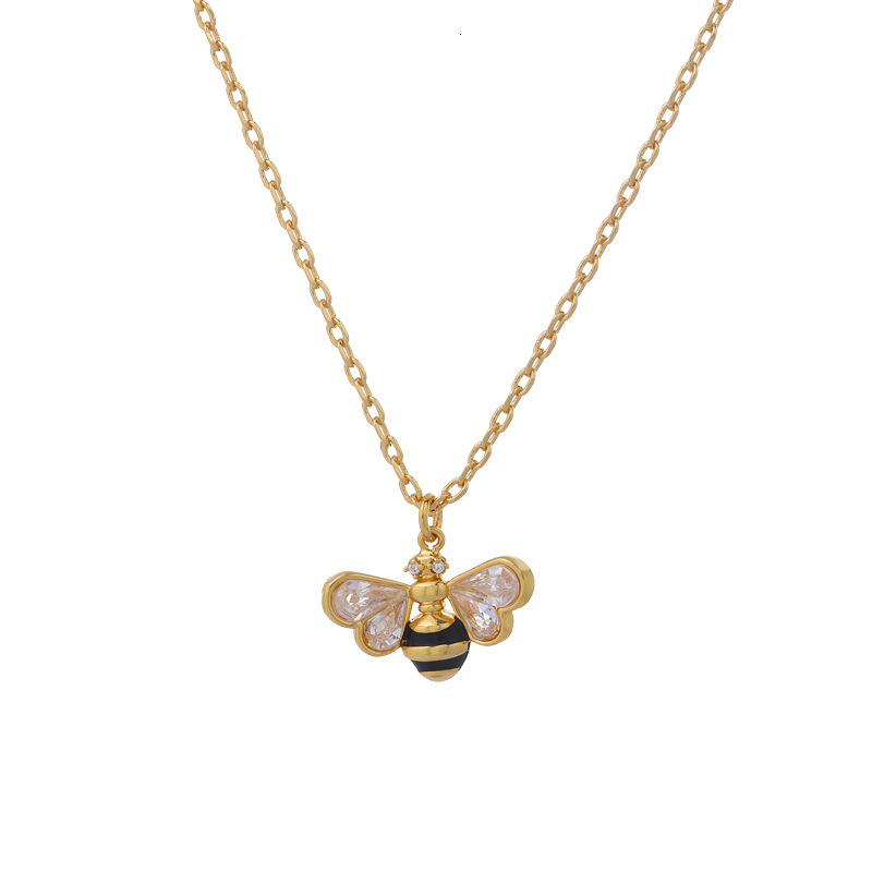 Real Plated Light Bee Niche Accessories Women Summer Necklace Versatile Gold Collarbone Chain