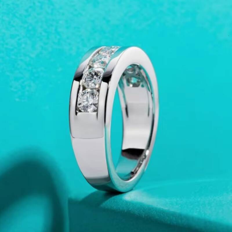 Unisex Unique Design 925 Sterling Silver Fine Moissanite Ring for Solid Wedding Engagement Anniversary Bands