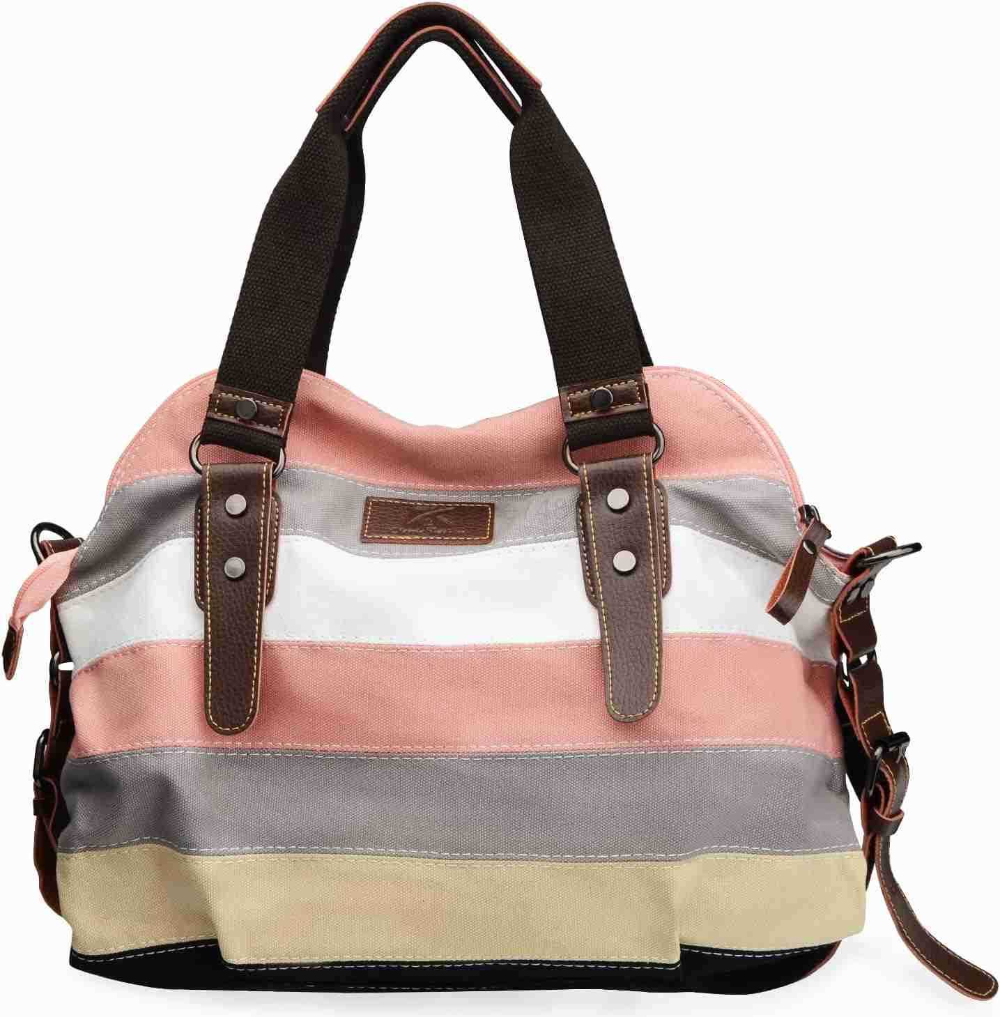 Canvas Handbag MultiColor Striped Lattice Cross Body Shoulder Purse Bag ToteHandbag for Women M250903