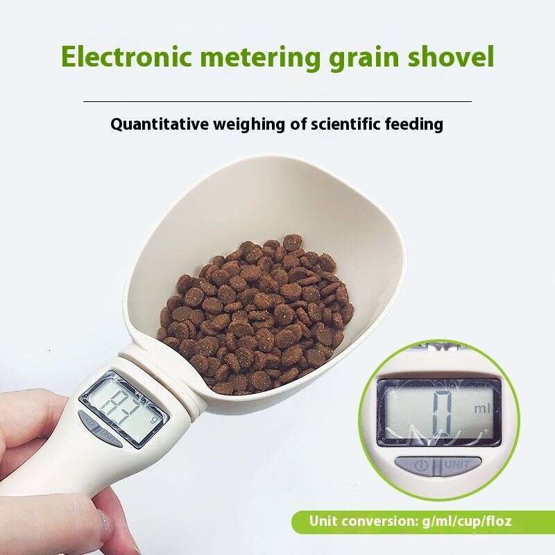 famous brand Pet cat automatic weighing measuring dog plastic spoon food shovel for cats and dogs