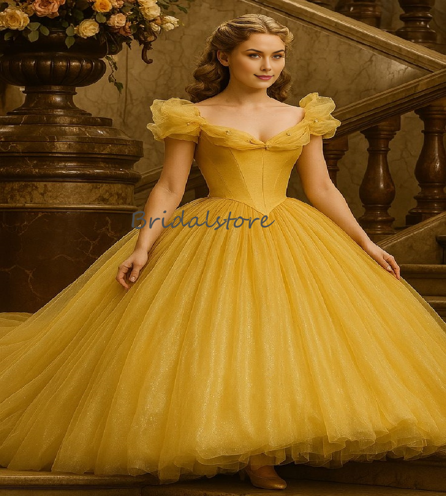 Cinderalle Yellow Quinceanera Dresses 2025 Vestidos De 15 Anos Quinceanera Debutante Birthday Dress Sweet 16 Party Princess Ball Gown Tulle Sixteen Dr