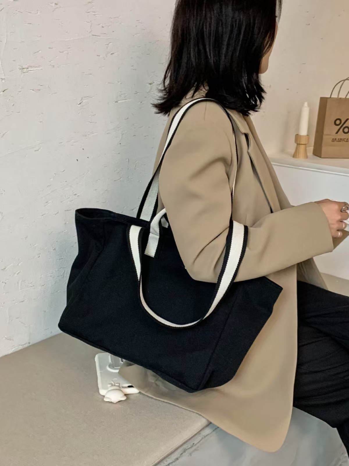 Casual Canvas Women's Single oulder Environmentally Friendly Large Capaci Horizontal Tote Bag for Workluxury bag tote bagShopping storage handbag