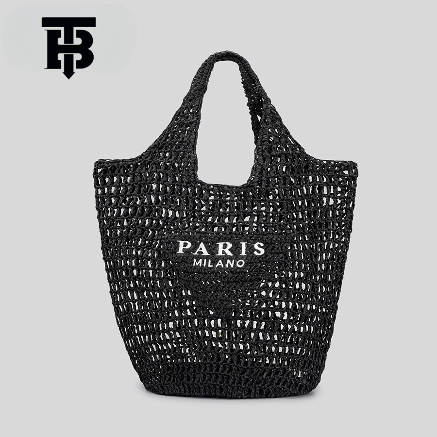 TB BHULAMTE TEMU Hot Selling Handwoven Women's Handbag Letter Embroidery Woven Shoulder Bag Simple Fashion Handheld Designer s bag Straw Bag
