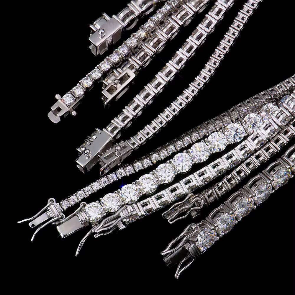 925 Silver Tennis Chain Fashion Hip Hop Style Tennis Bracelet Mens Womens D VVS Moissanite Bracelets