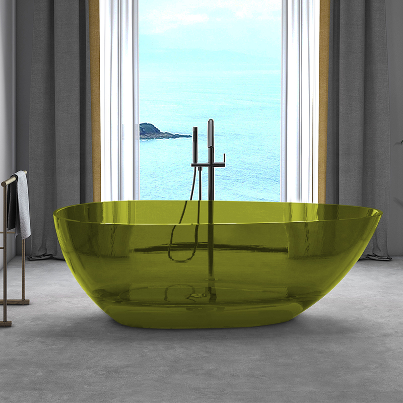 Crystal Colorful Transparent Artificial Stone Freestanding Couples Hotel u0026 Homestay Specialized Bathtub 1600mm