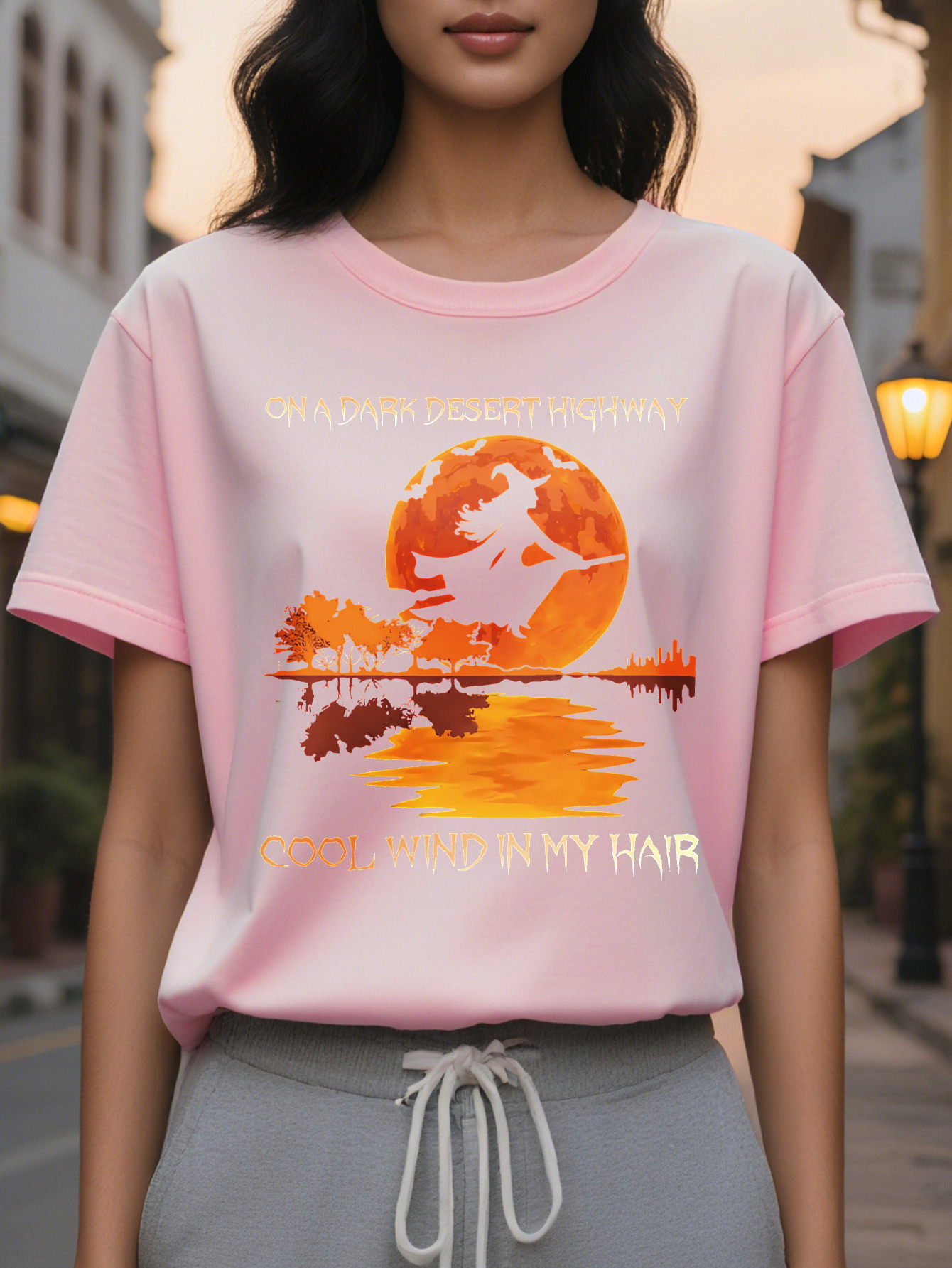 Plus Size Wind in My Hair Halloween Women Sleeve Letter Print Micro Stretch Top