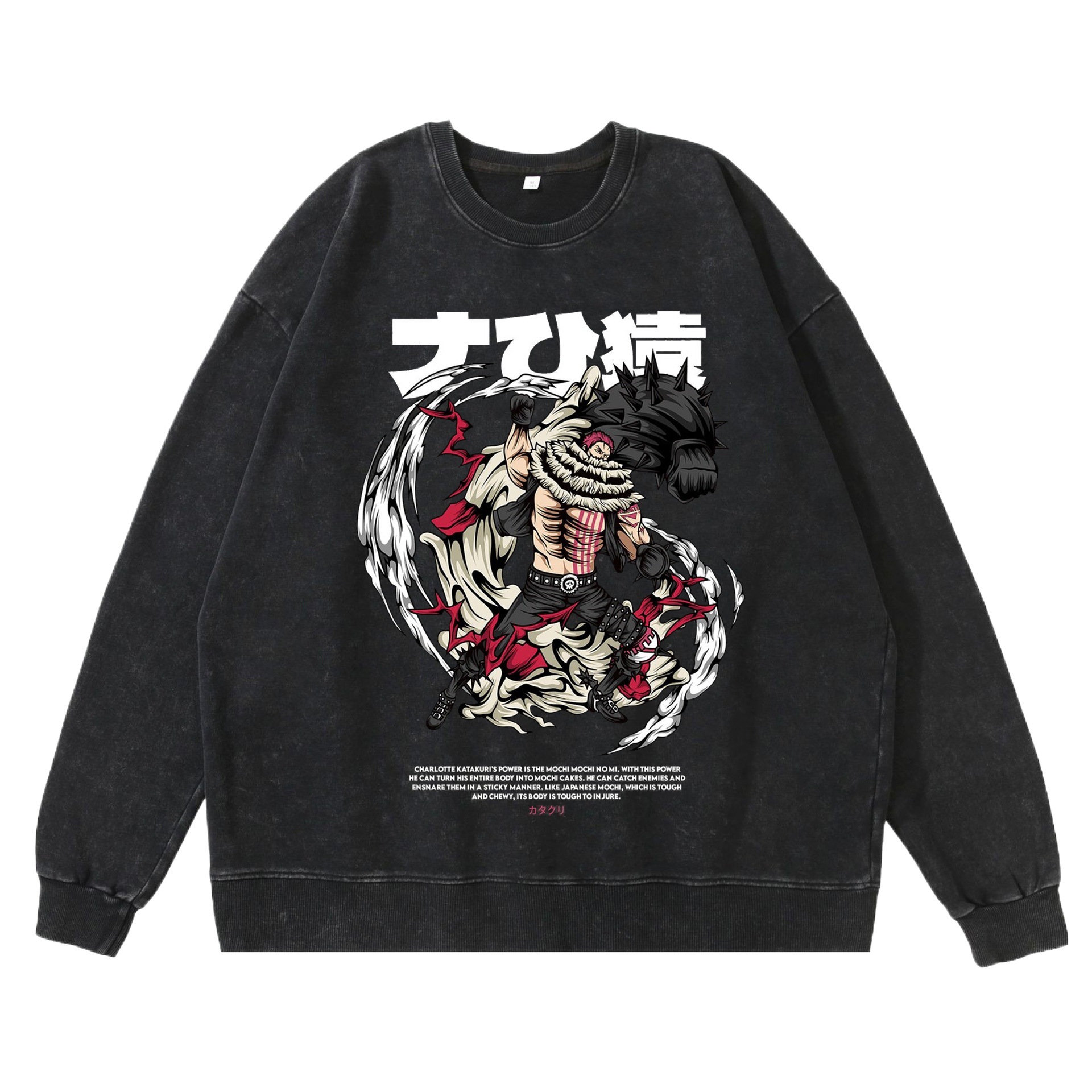 New Washed Vintage Dark Tone Luffy Gear Fifth Nika Form Anime Graphic Hoodie Streetwear Crewneck Sweatshirt - TT8073