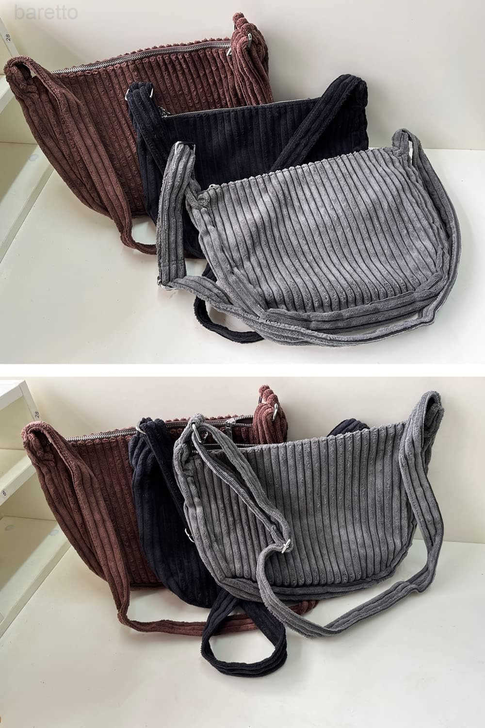 Women Small Corduroy Hobo Bag Wide Strap Crossbody Bag Shoulder Bag Casual Handbag Daily Bag M250903