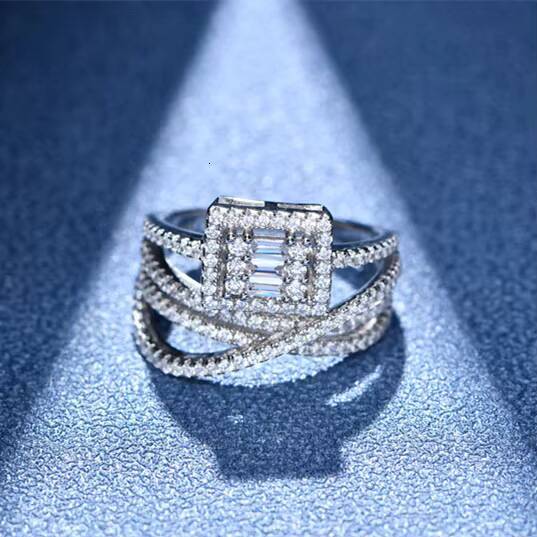 Customized Sterling Silver 925 Wedding Ring Classic Full Diamond Sterling Silver Zircon Luxury Rings for Women