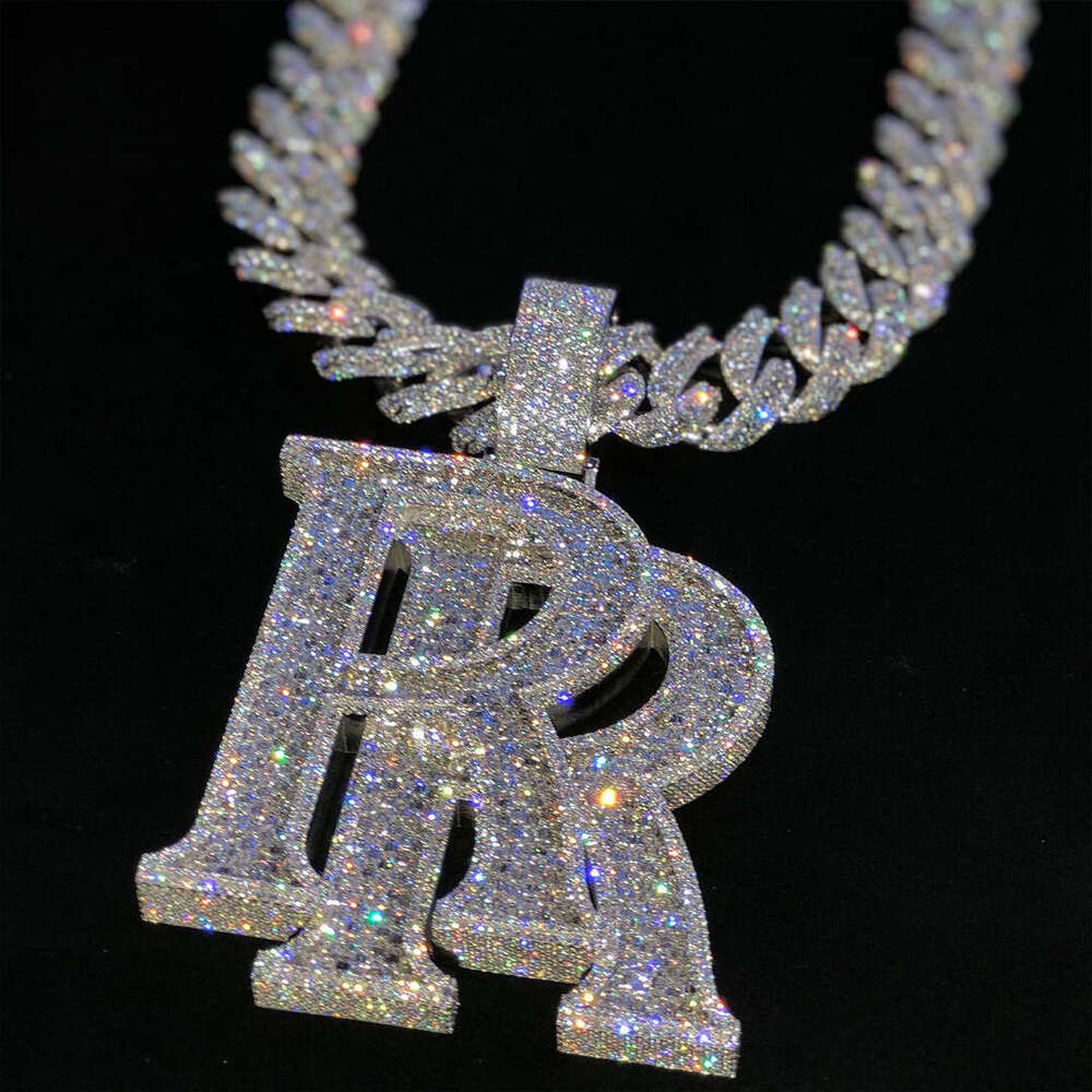 Vvs Moissanite Baguette Dias Men Custom Iced Out Jewelry Letter Initial Hip Hop Cuban Chian Pendant