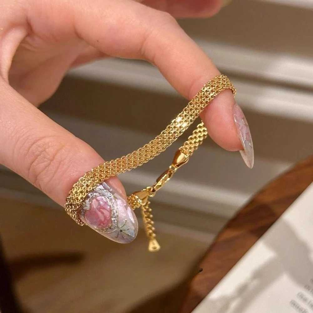Retro Personality Woven Gold Color Str Bracelet for Women Stainl Steel Does Not Fade Exquisite Jewelry Accory GiftXJ250904