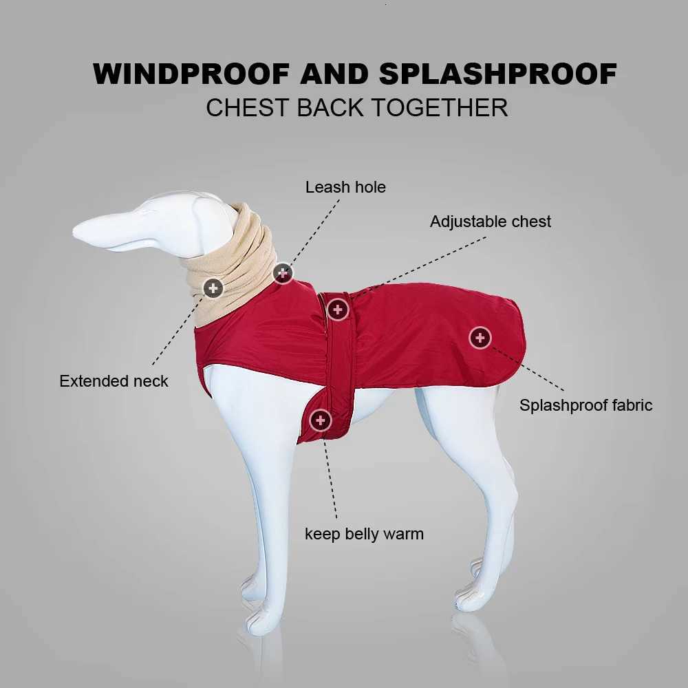Super Warm Thick Dog Clothes Waterproof Dog Coat et For Medium Large Dogs Greyhound Wolfhound Shepherd Clothing W250904