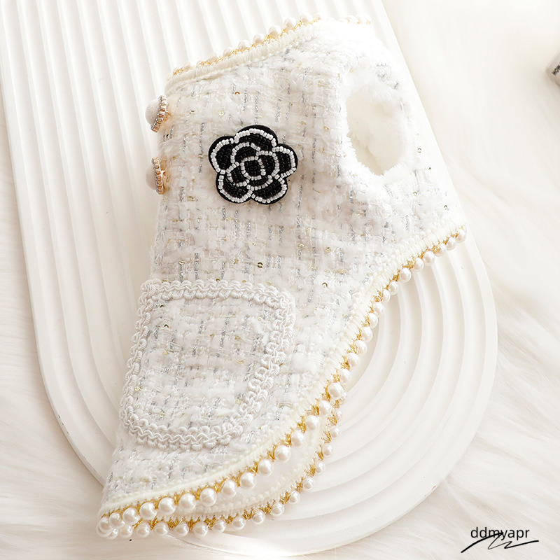 Tweed Princess Dog Apparel Dress, Girl Cute Pet Clothes Outfit Winter Costume Puppy Dresses For Female Small Ddmyday Dogs Cat Teacup Yorkie Chihuahua 