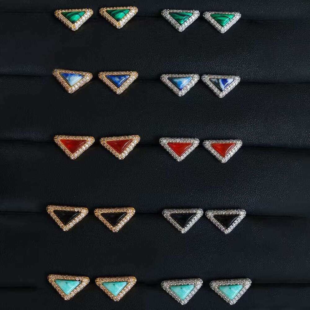 DH collections Festival Gift Colorful Series Natural Stone Triangle Light Niche Design High-end White Mother-of-Pearl Earrings for Women