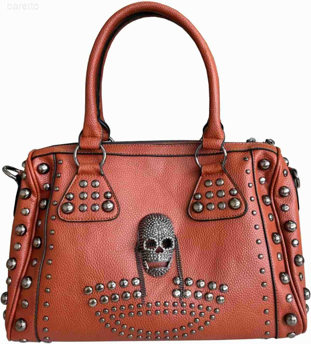 Women Fashion Rivet Handbag Purse Luminous Canvas Punk Tote with Shoulder Strap Crossbody Bag Large Capacity M250904
