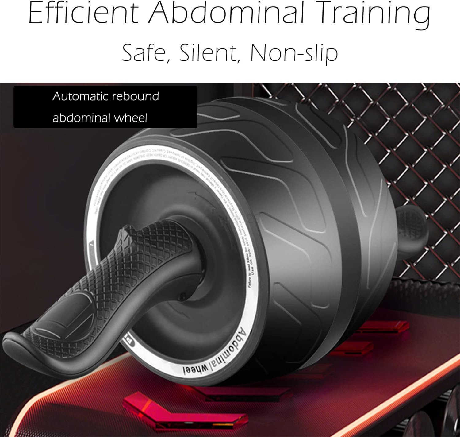 AB Wheel Roller with Resistance Spring Automatic Rebound Exercise Abdominal UltraWide Wheels Fitness for Gym Home Core Workout StrengthTraining Roller