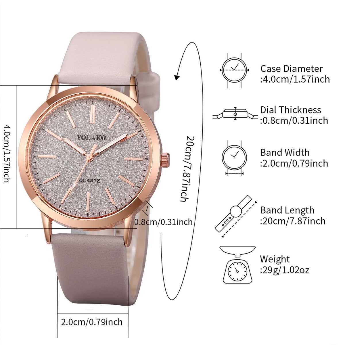 6PCSSet Fashion Frosted Dial Wens Quartz Watch Leather Band Wrist Watches Jewelry SetWithout Box X250904