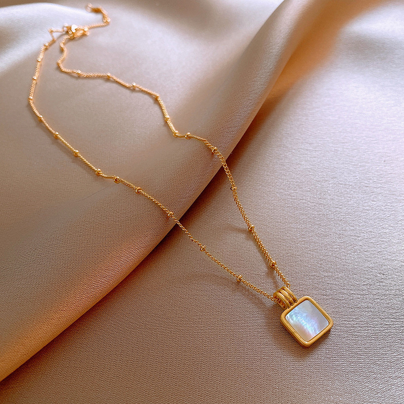 Minimalist Versatile Square Necklace Niche Light High-End Clavicle Chain Fashionable Cool Style Jewelry for Women