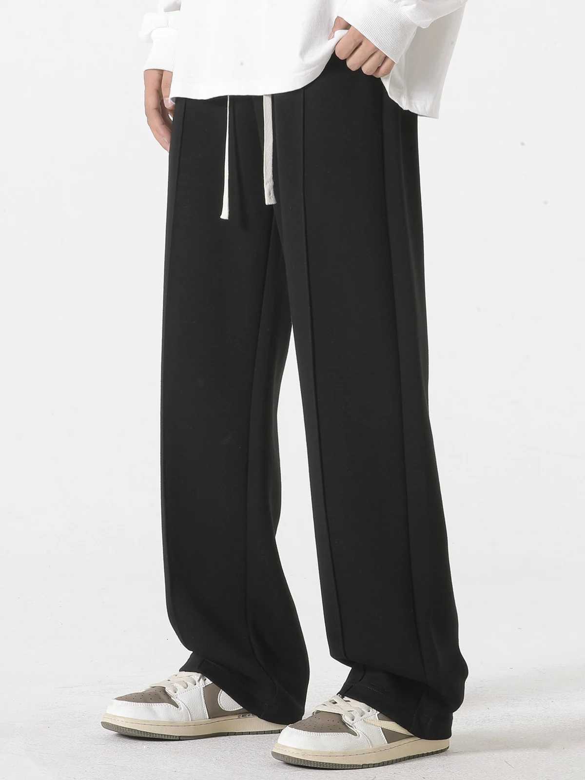 DUKEEN Sweatpants Men Autum and Winter Padding Pants for Men Fleece Trousers Loose Solid Color Full Length Straight Legged PantsXJ250904