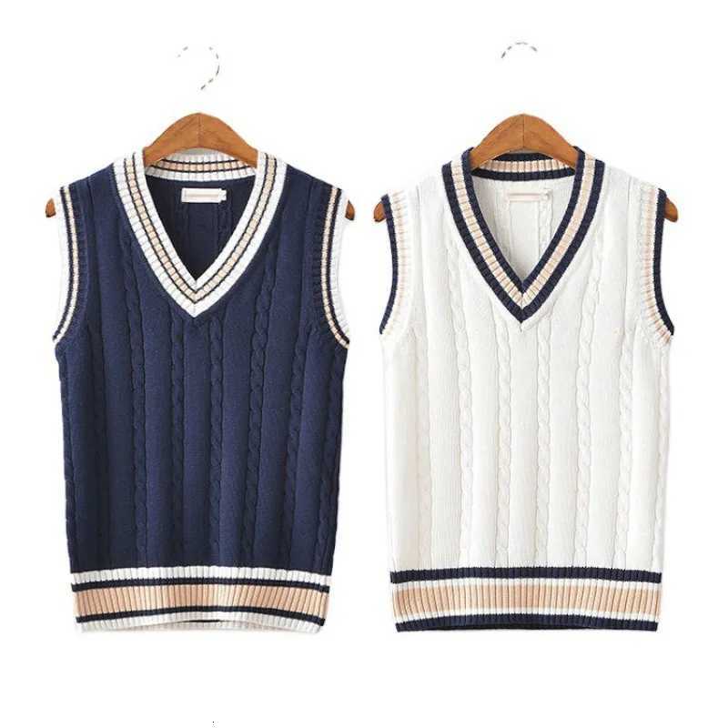 New Mens Fashion Winter Thick VNeck Sleeveless Vest Sleeveless Sweater Cotton School Uniform Cotton Loose Knitting Vest SweaterXJ250904