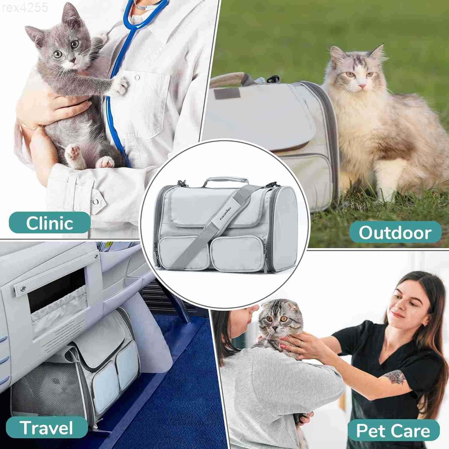 Cat Carrier SoftSided Pet Carriers for Small Dogs and Medium Cats Under 12lb Travel Cat Bag with DoubleSided Cushion and 4 Storage Bags Portable and W