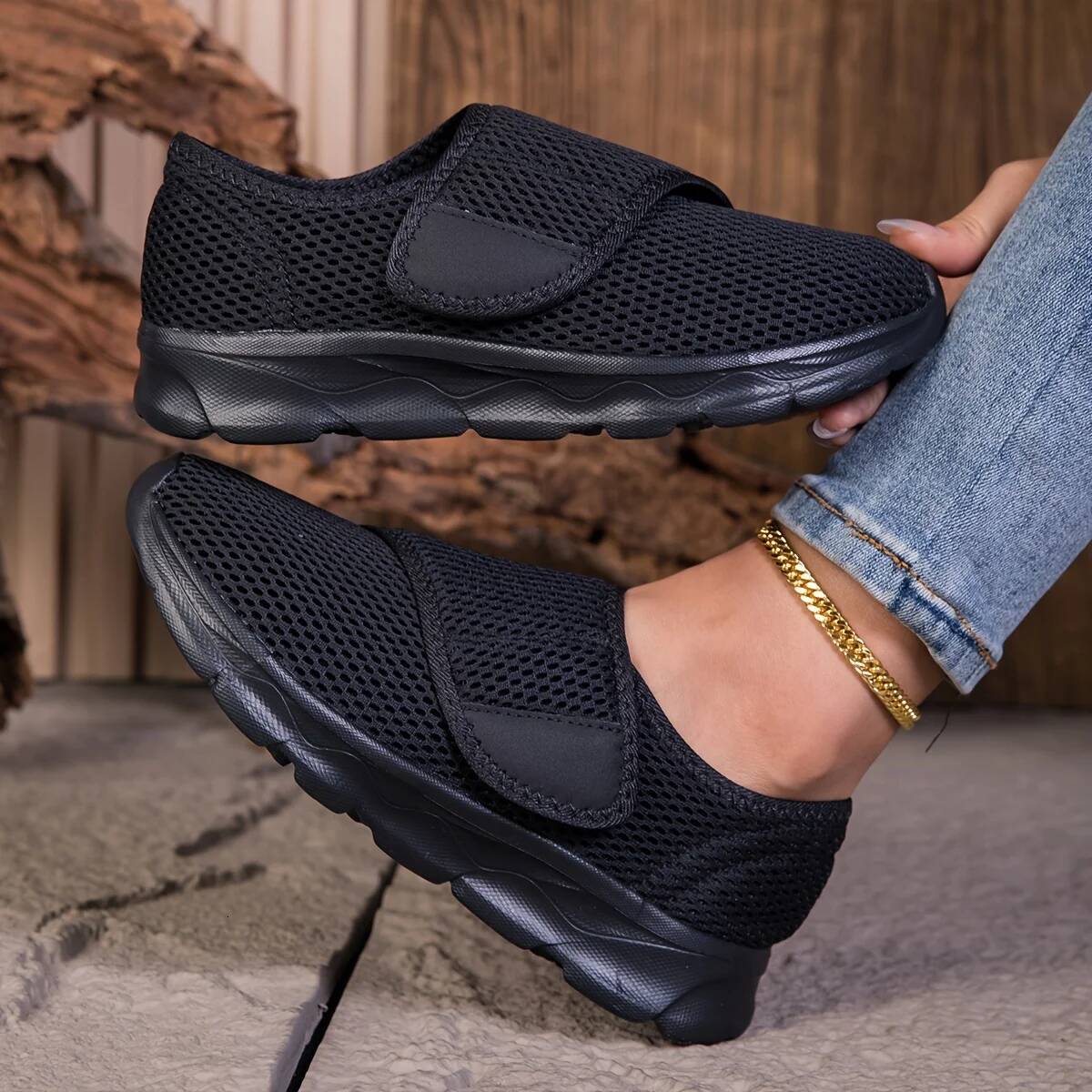 Unisex Wide Footed Women Casual Fashion Breathable Walking Mesh Flat Shoes for Men Sneakers Black Female Footwear ddmysaturn