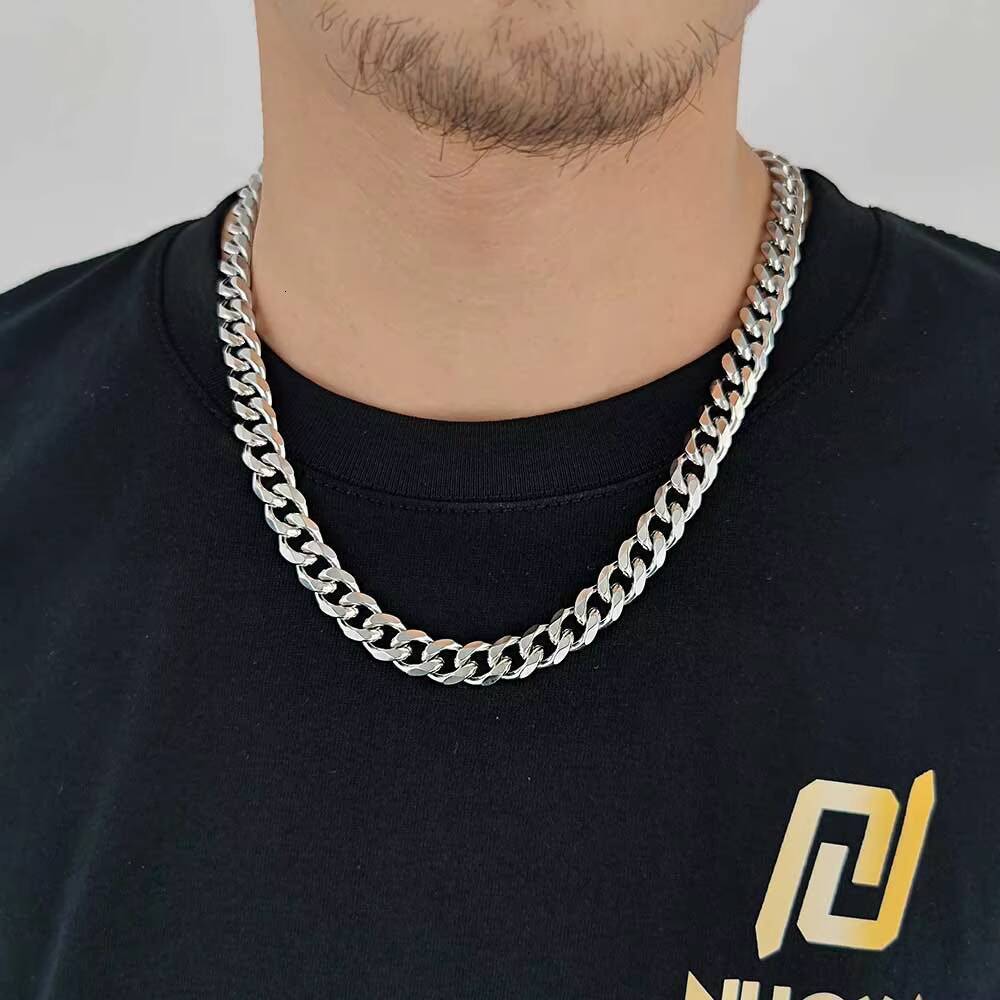 NUOYA Hip Hop Fine Jewelry 11MM Miami Cuban Link Chain 6 Sides Cut Design High Polished Stainless Steel Necklace for Men