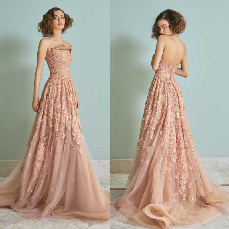 New Listing Prom Dress Sweetheart Collar Beading Tulle Evening Gown A-line Pleated Backless Bridesmaid Dress with Train Customized