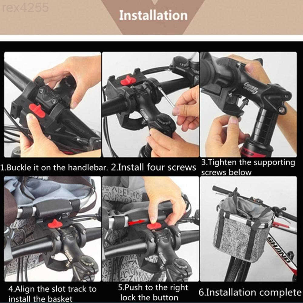 Bike Basket Quick Release Bicycle Handlebar Front Basket Removable Small Pet Cat Dog Carrier Detachable Cycling Picnic Bag for Commuting Shopping Camp