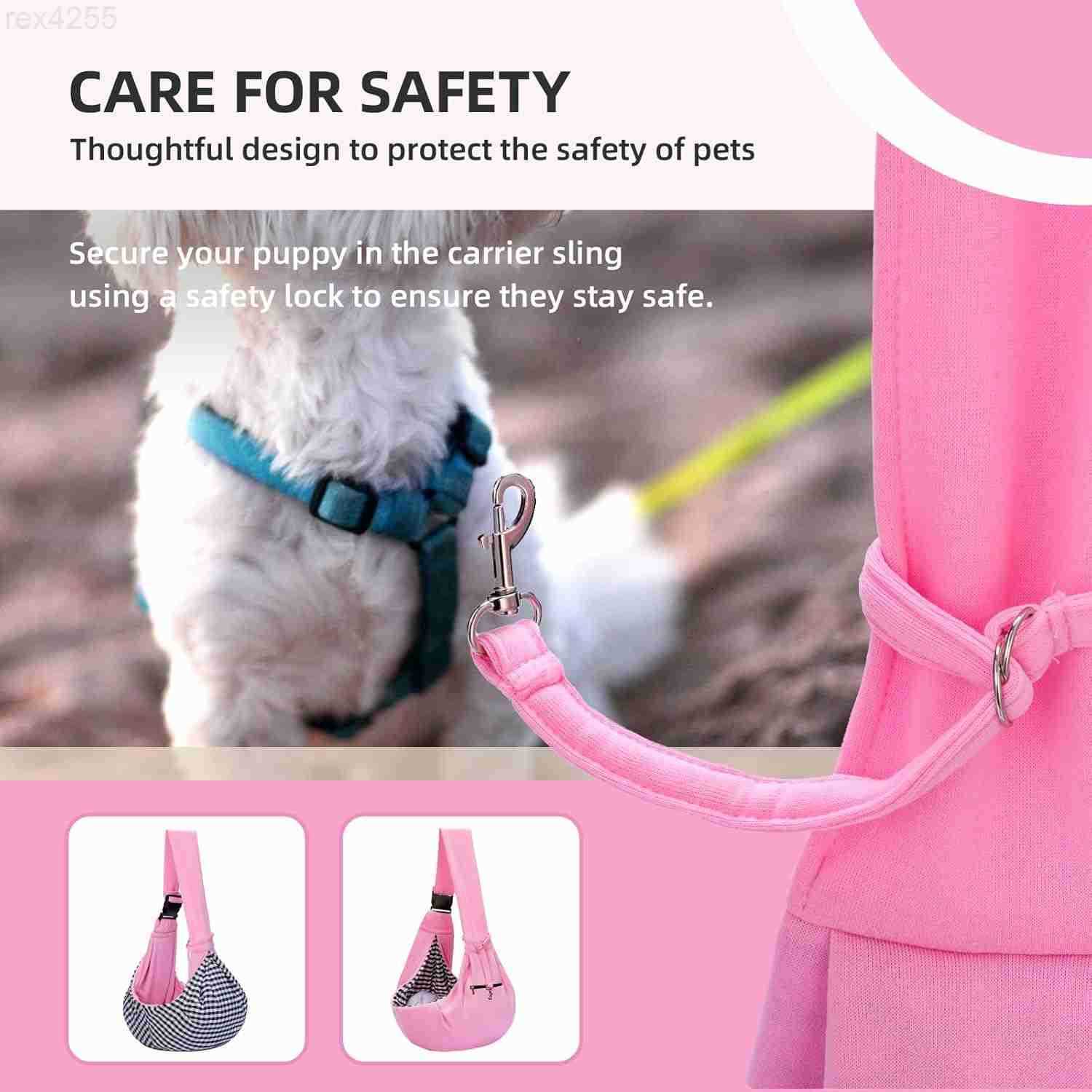 Dog Carrier Sling HandFree Dog Carriers for Small Dogs and Cats Puppy Sling Carrier with Zipper Purse Pocket Travel Safety Harness Puppy Essentials Pi