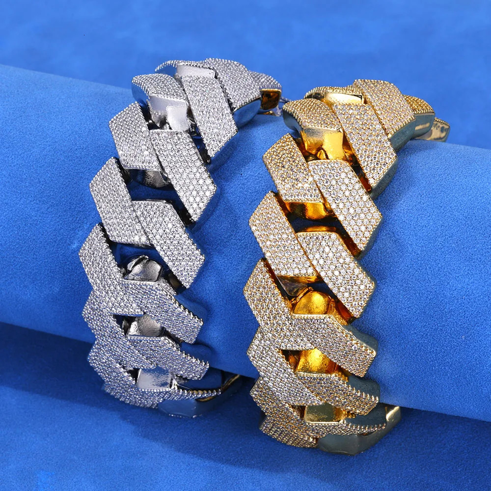 Thick Heavy 25mm Six Rows Prong Setting Cuban Link Chain Iced Out Hip Hop White Gold Plated Necklace Jewelry Women Men Gifts 250903