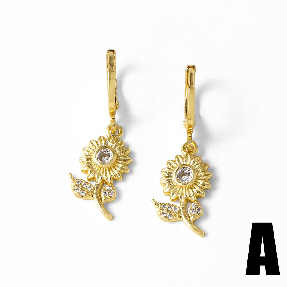 AS Jewelry New Gold Inlaid Zircon Heart Four-Leaf Clover Pendant Earrings Ear Clips era050