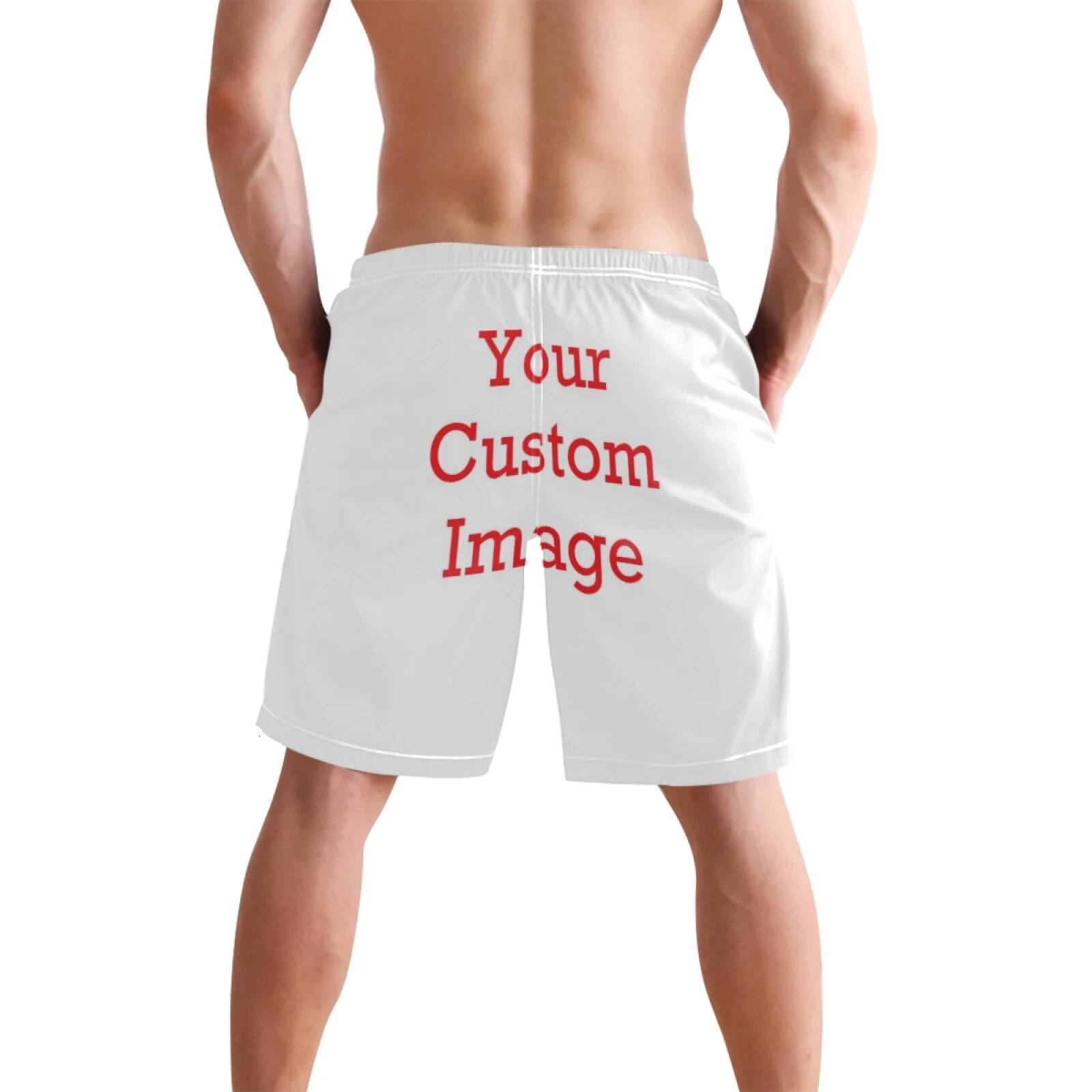 Men's Beach Custom pattern Style Trunks Quick Dry Casual Polyester Swim Shorts with Mesh Lining and Pockets