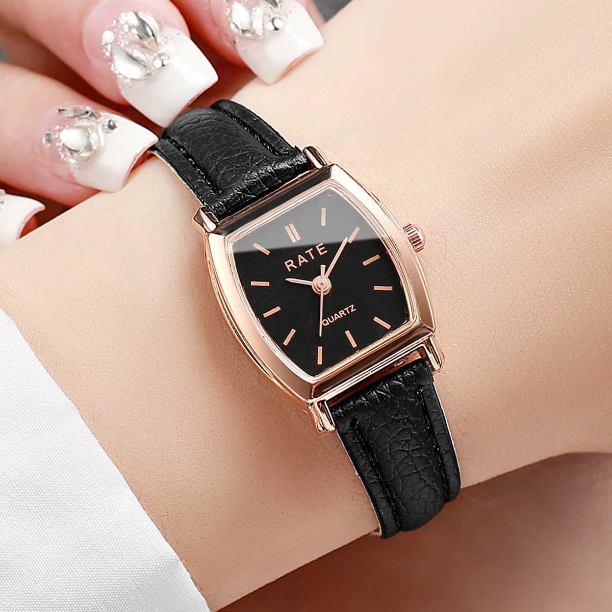 5PCSSet Fashion Small Dial Wen Watches Casual Leather Band Analog Quartz Watch Reloj Mujer Girls Clock GiftWithout Box X250904