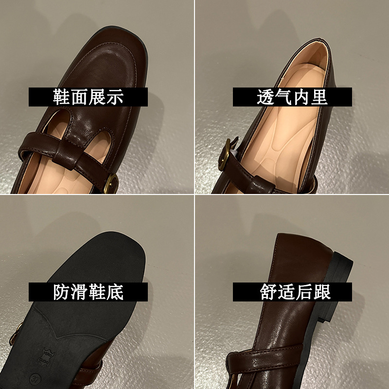 British women's leather shoes 2025 designer new single shoe fashion Mary Jane shoes Le Fu shoes