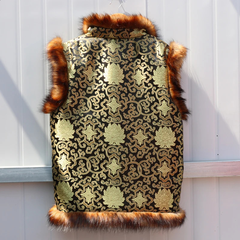 Autumn and winter mens fur coat short fox vest retro local rich owner Kang Shoutang performance clothes 250904