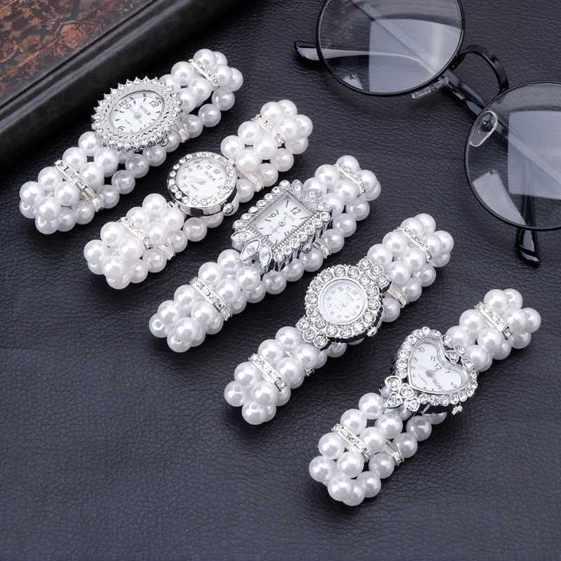 Doublelayer Fashion Wen Watch Luxury Pearl Beaded Bracelet Watches Strap Quartz Wristwatches Horloges Jewelry Gift X250904