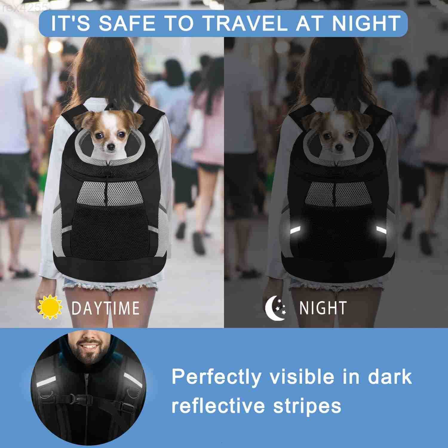 Dog Backpack Carrier Pet Lightweight Dog Carrier Backpack Small Dog Front Backpack Breathable Dog Carriers for Small Dogs with Safety Belt for Outdoor