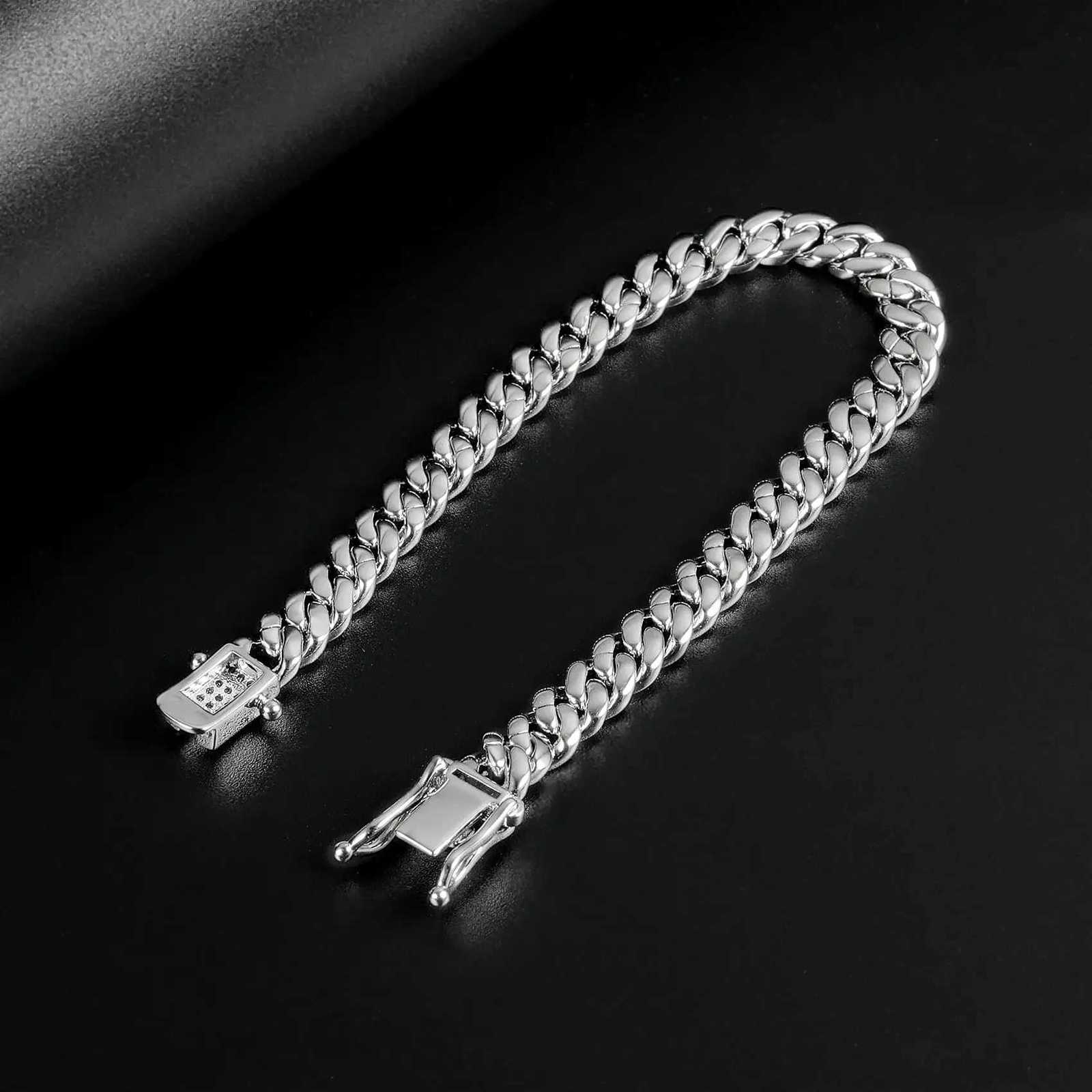 Purcolasia 8mm Mens Womens Cuban Link Hip Hop Bracelet Chain d Out Rhinestones Hand JewelryXJ250904