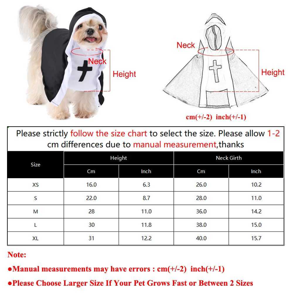 Halloween Dog Clothes Cute Christ Nun Cosplay Pets Costume For Small Large Dogs Cross Print Makeup Chihuahua Outfits Cats Gift W250904