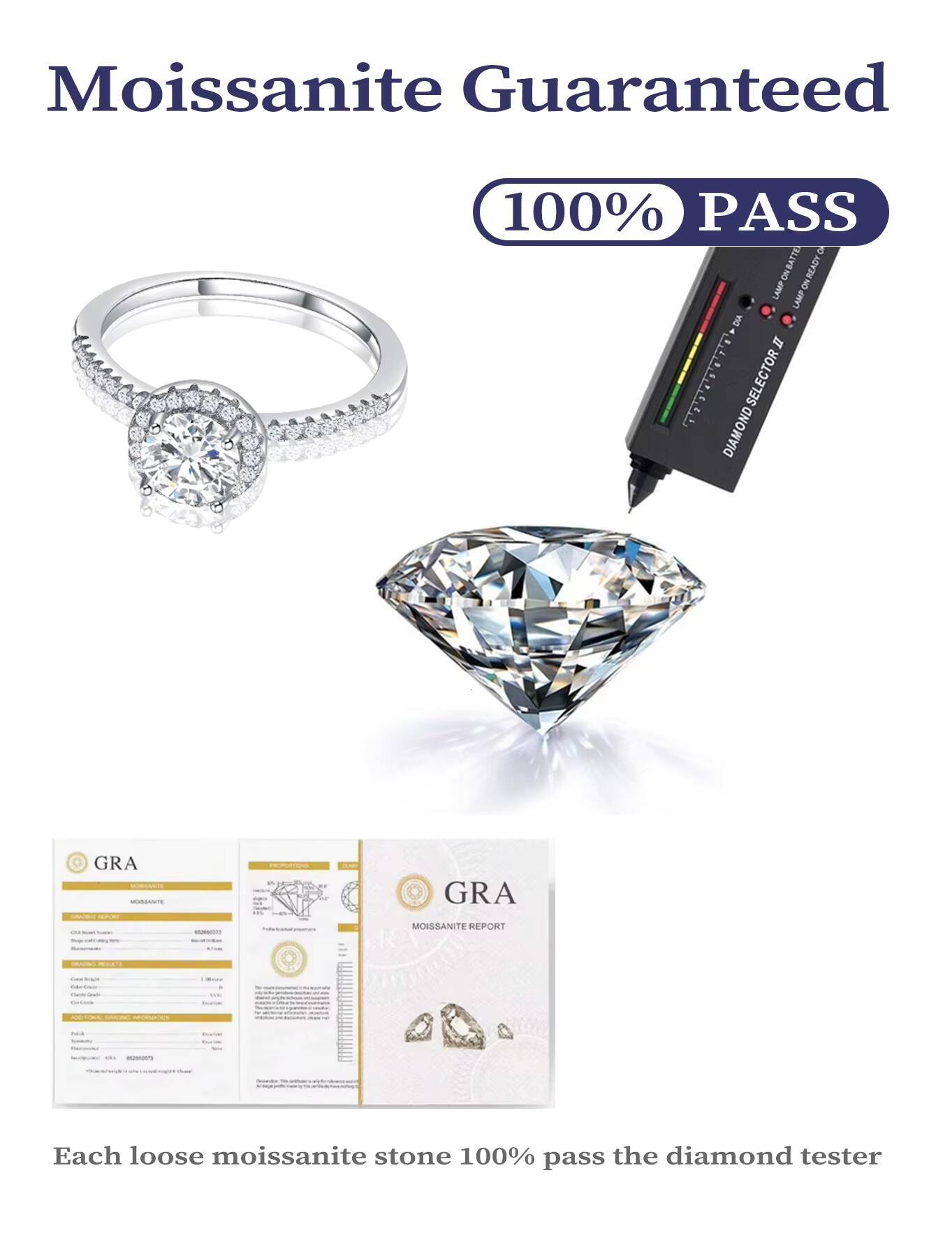 Luxury Lab Grown Diamond Ladies Finger Ring Fine Jewelry S925 Sterling Silver Women Moissanite Ring