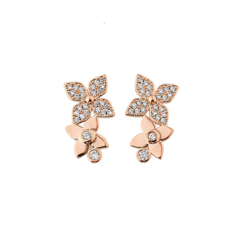 DH collections Korean - style S925 Silver - needle Flower Earrings with Full - set Diamonds. These luxurious, sweet - styled earrings with floral peta